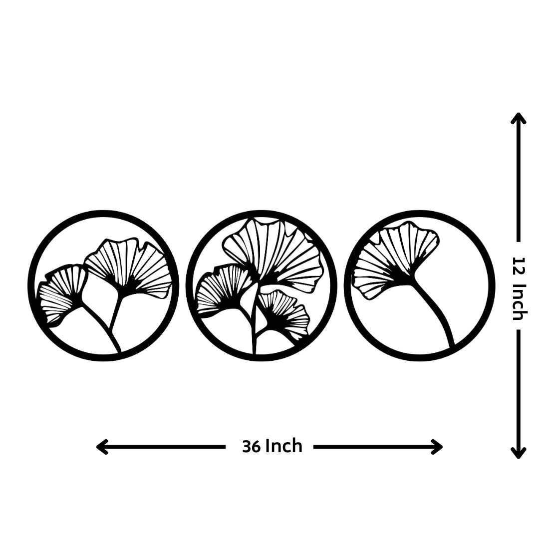 Artrooms Flowers Metal Wall Art - Wall Decoration | Wall Hanging (36x12 inch) | Black Matte Finish