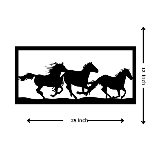 Artrooms Horse Metal Wall Art - Wall Decoration | Wall Hanging (25x12 inch) | Black Matte Finish