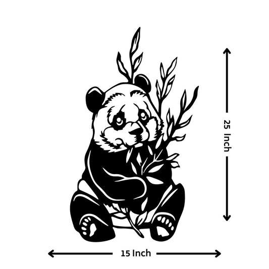 Artrooms Panda Metal Wall Art - Wall Decoration | Wall Hanging (15x25 inch) | Black Matte Finish
