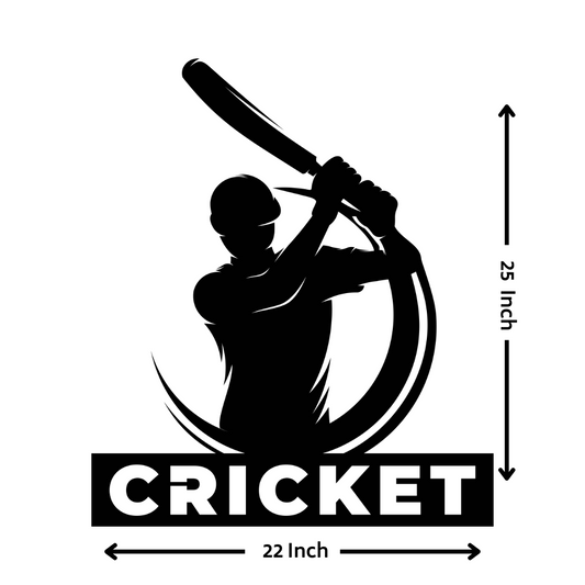 Artrooms Cricket Metal Wall Art - Wall Decoration | Wall Hanging (22x25 inch) | Black Matte Finish