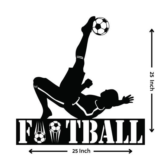 Artrooms Football Metal Wall Art - Wall Decoration | Wall Hanging (25x25 inch) | Black Matte Finish