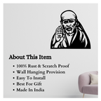 Artrooms Sai Baba Metal Wall Art - Wall Decoration | Wall Hanging (25x24 inch) | Black Matte Finish