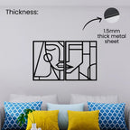 1.5mm thick matte black metal abstract line art wall decor standing 1 cm off the wall