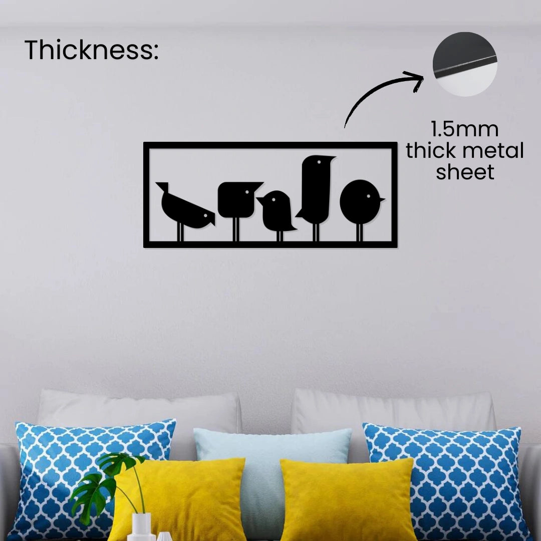 1.5mm thick matte black metal bird wall decor standing 1 cm off the wall