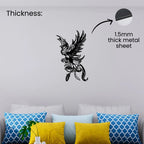 1.5mm thick matte black metal phoenix wall decor standing 1 cm off the wall