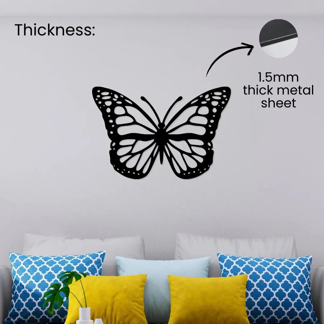 1.5mm thick metal butterfly wall art with powder coated finish
