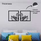 1.5mm thick metal swan wall art set with powder coated finish