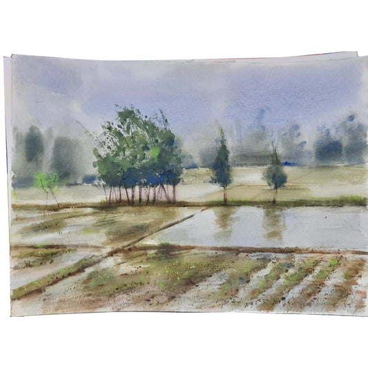 Water Color Handmade Painting 11 X 18 Inch - (Landscape108)