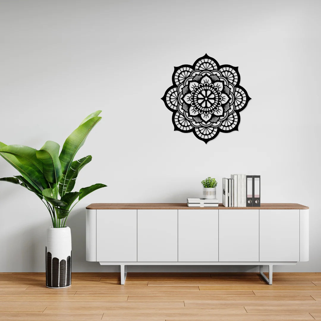 Artrooms Beautiful Mandala Metal Wall Art - Wall Decoration | Wall Hanging | Black Matte Finish