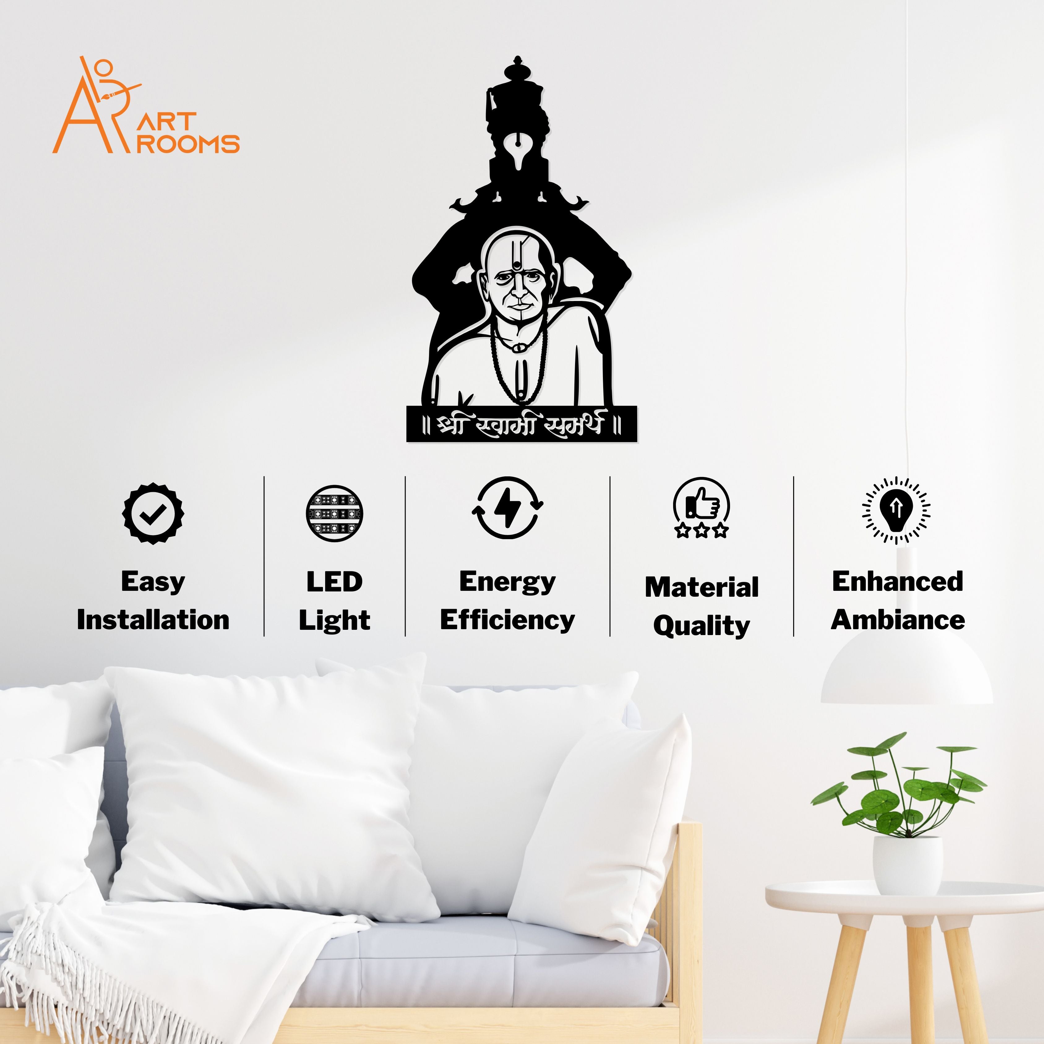 Swami Samarth and Vitthal Metal Wall Art With Light infomation