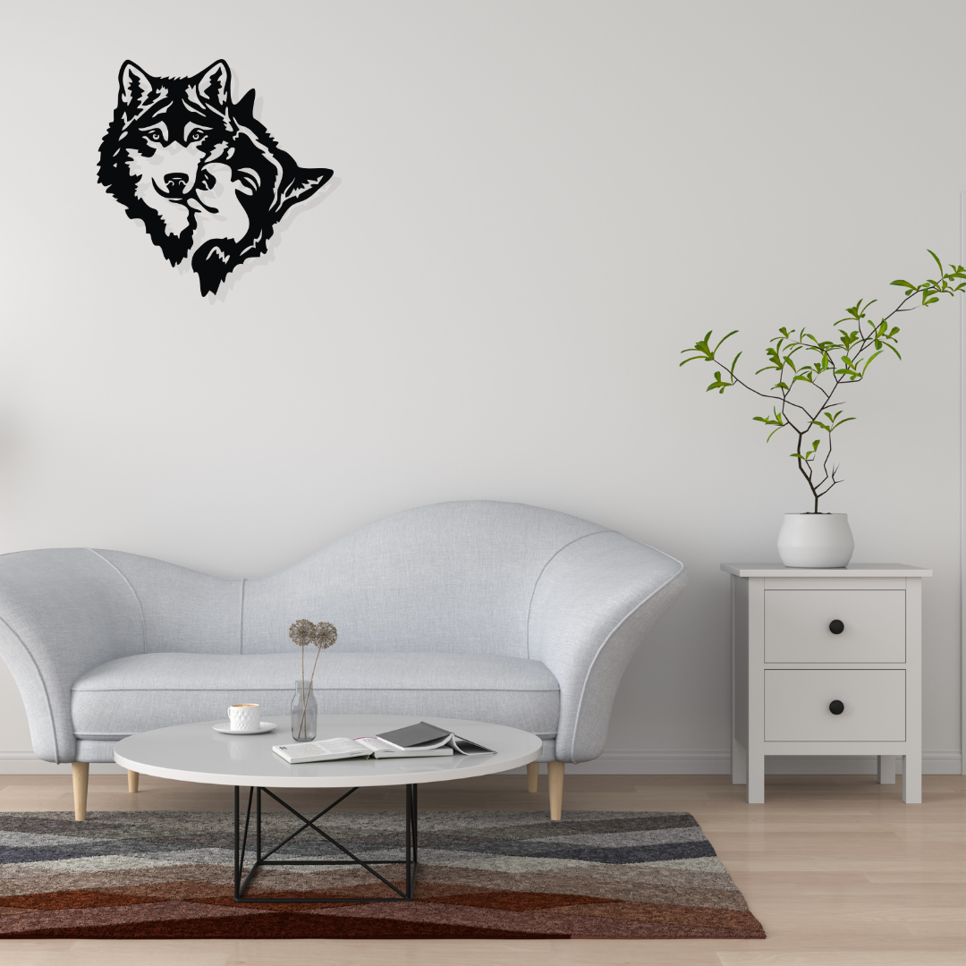 Artrooms Wolf Metal Wall Art - Wall Decoration | Wall Hanging (25x25 inch) | Black Matte Finish