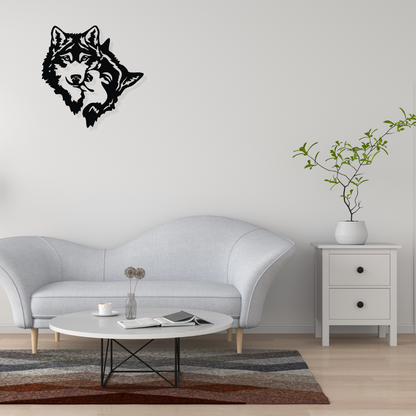 Artrooms Wolf Metal Wall Art - Wall Decoration | Wall Hanging (25x25 inch) | Black Matte Finish