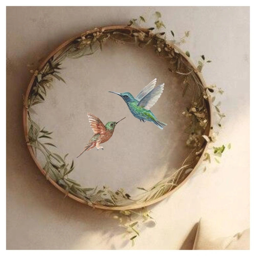 Hummingbird Wall Sticker – Pair of Birds Vinyl Wall Decal for Bedroom & Home Décor