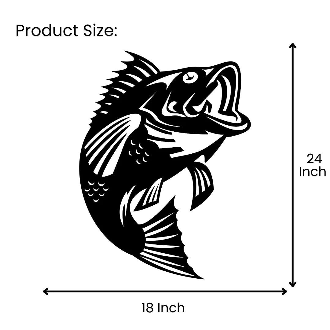Artrooms Fish Metal Wall Art - Wall Decoration | Wall Hanging ( 18x24 inch) | Black Matte Finish