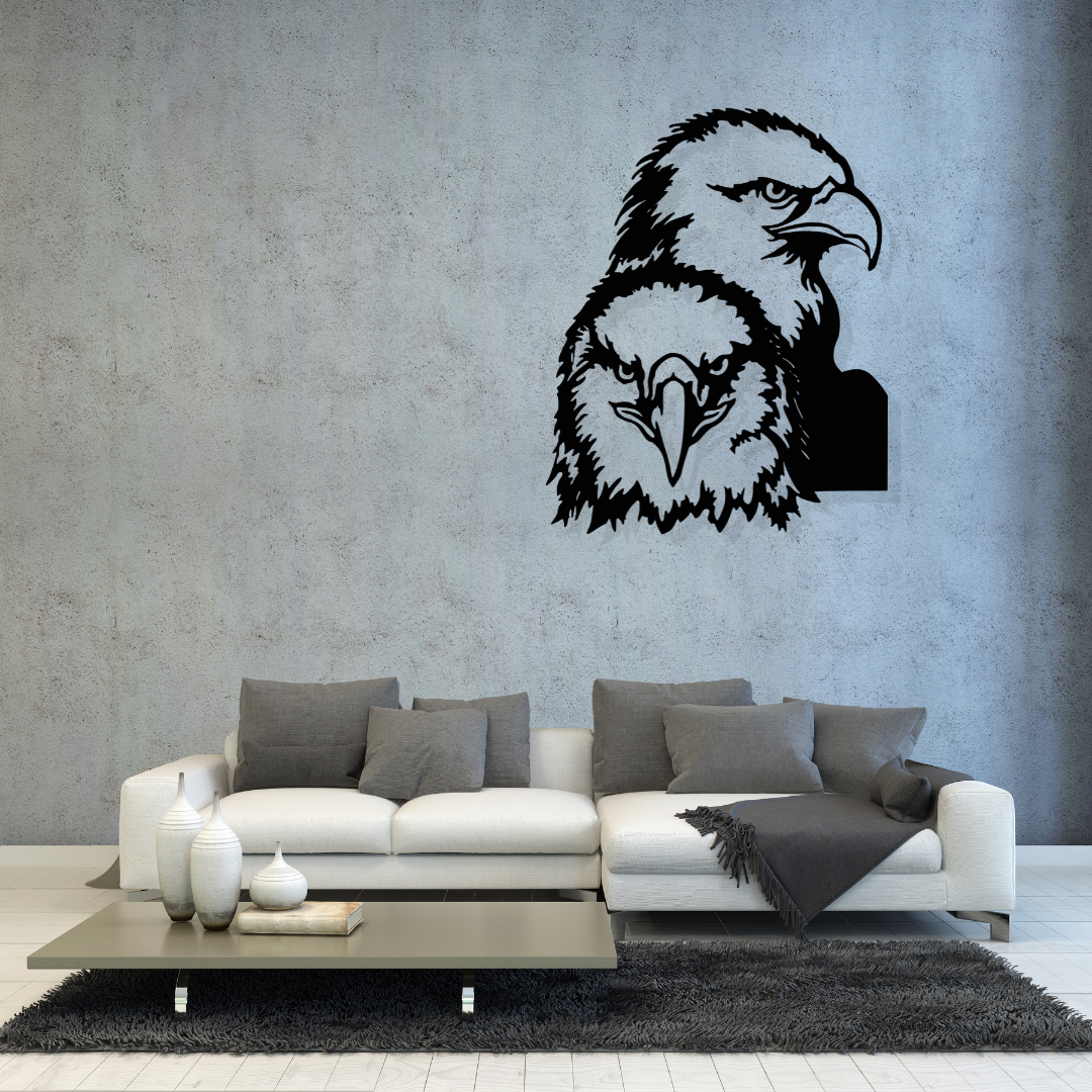 Artrooms Eagles Metal Wall Art - Wall Decoration | Wall Hanging (20x25 inch) | Black Matte Finish