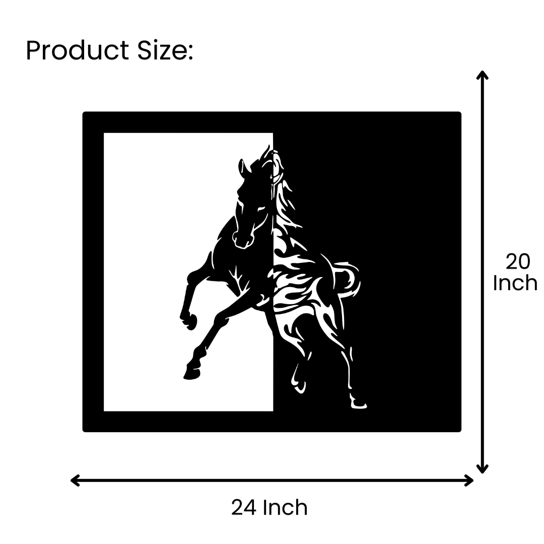 Artrooms Running Horse Metal Wall Art - Wall Decoration | Wall Hanging (25x21 inch) | Black Matte Finish