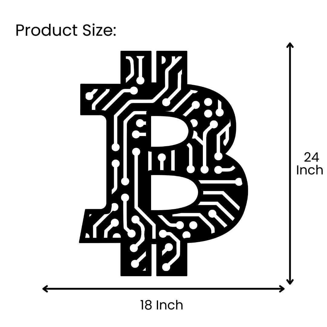 Artrooms Bitcoin Metal Wall Art - Wall Decoration | Wall Hanging (18x24 inch) | Black Matte Finish
