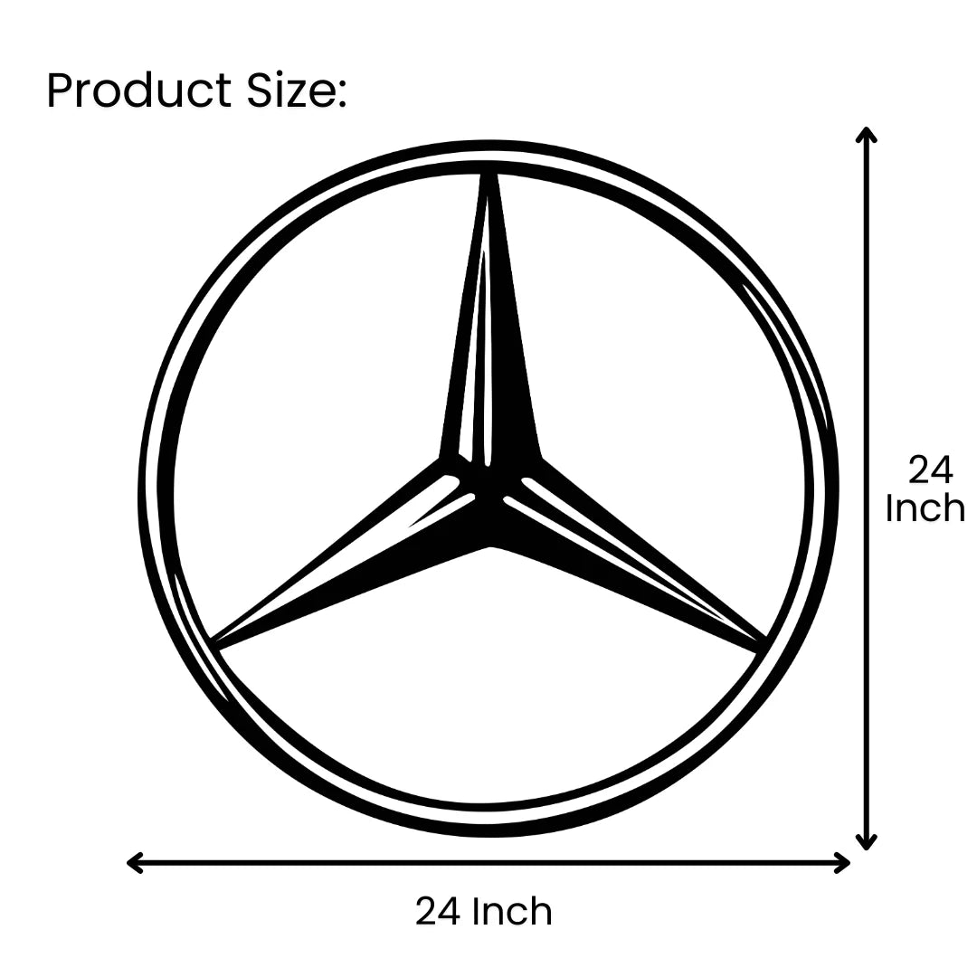 Artrooms Mercedes Logo Metal Wall Art - Wall Decoration | Wall Hanging ( 24x24 inch) | Black Matte Finish