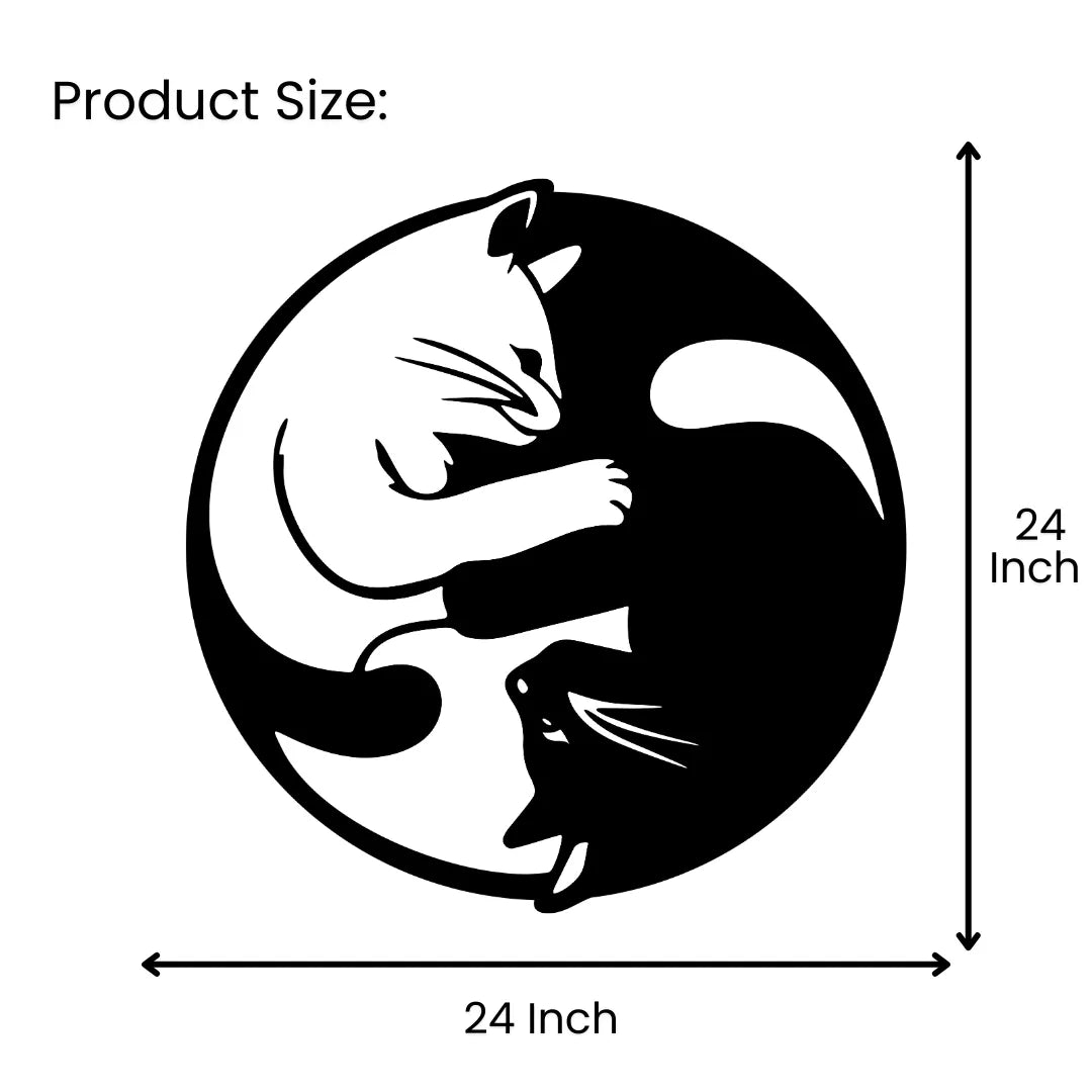 Artrooms Cats Metal Wall Art - Wall Decoration | Wall Hanging (24x24 inch) | Black Matte Finish