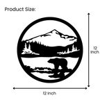 Artrooms Bear Mountains Metal Wall Art - Wall Decoration | Wall Hanging (12x12 inch) | Black Matte Finish