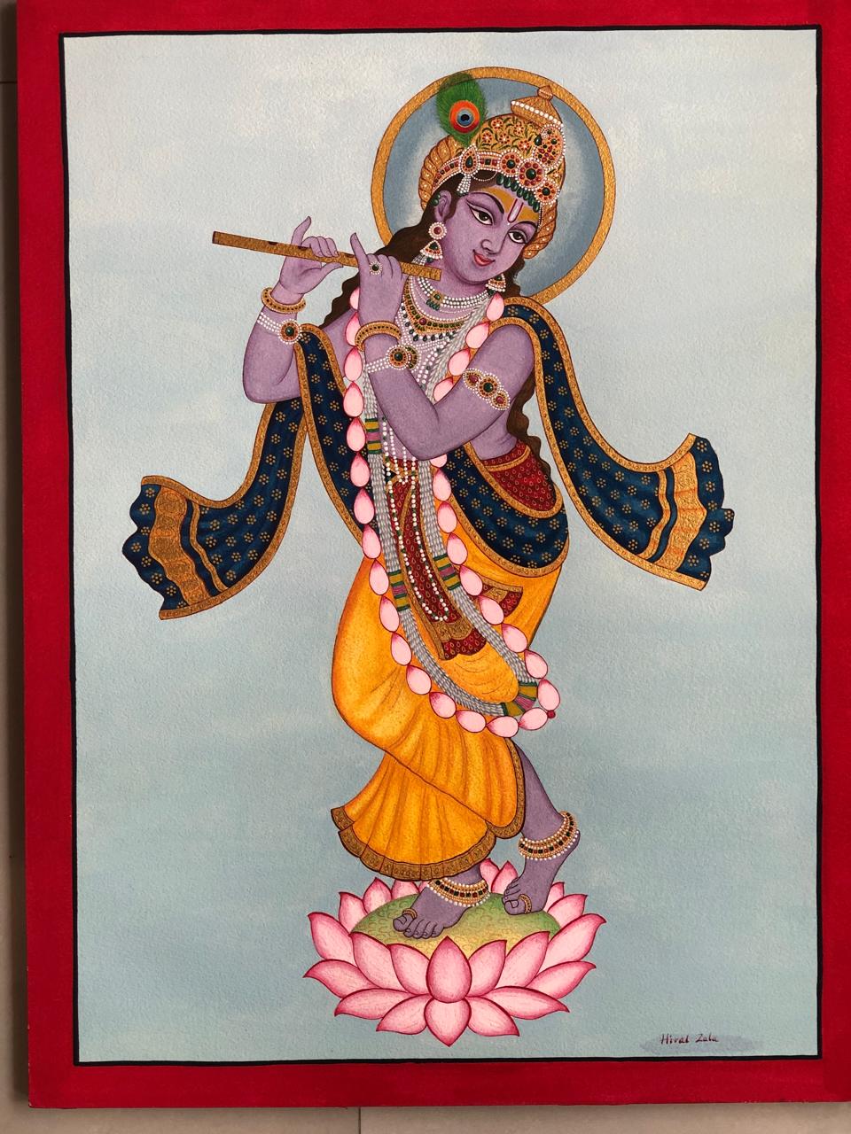 Hand Painted Krishna by Hiral Zala