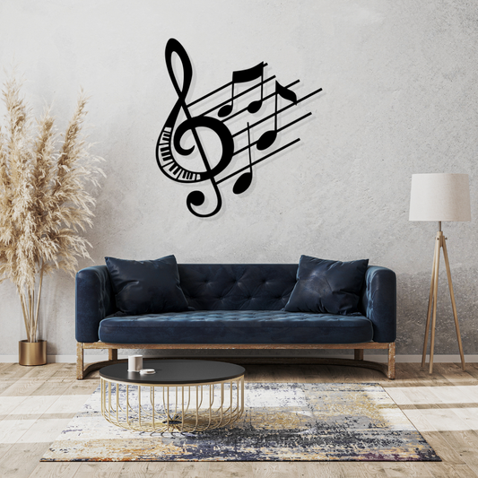 Artrooms Music Metal Wall Art - Wall Decoration | Wall Hanging (23x25 inch) | Black Matte Finish