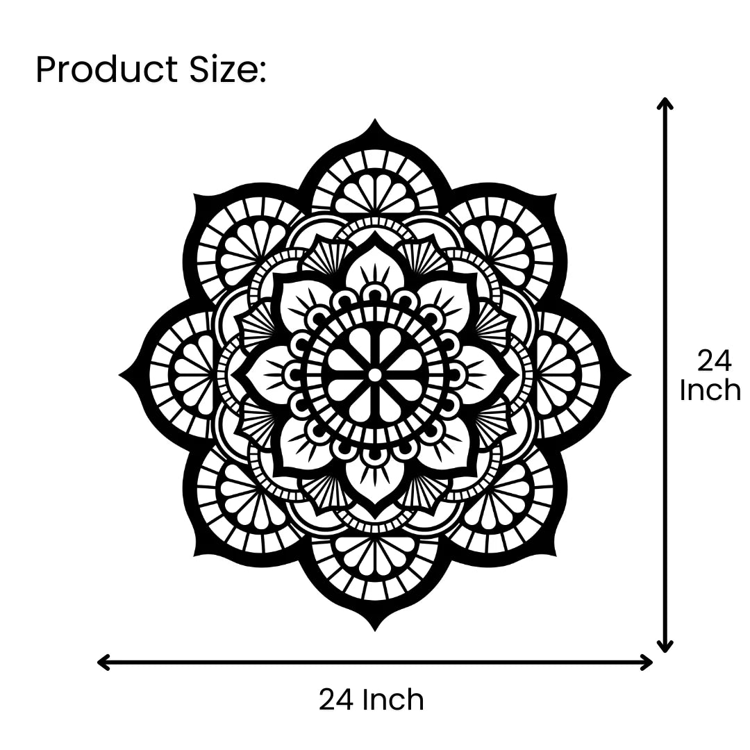 Artrooms Beautiful Mandala Metal Wall Art - Wall Decoration | Wall Hanging | Black Matte Finish