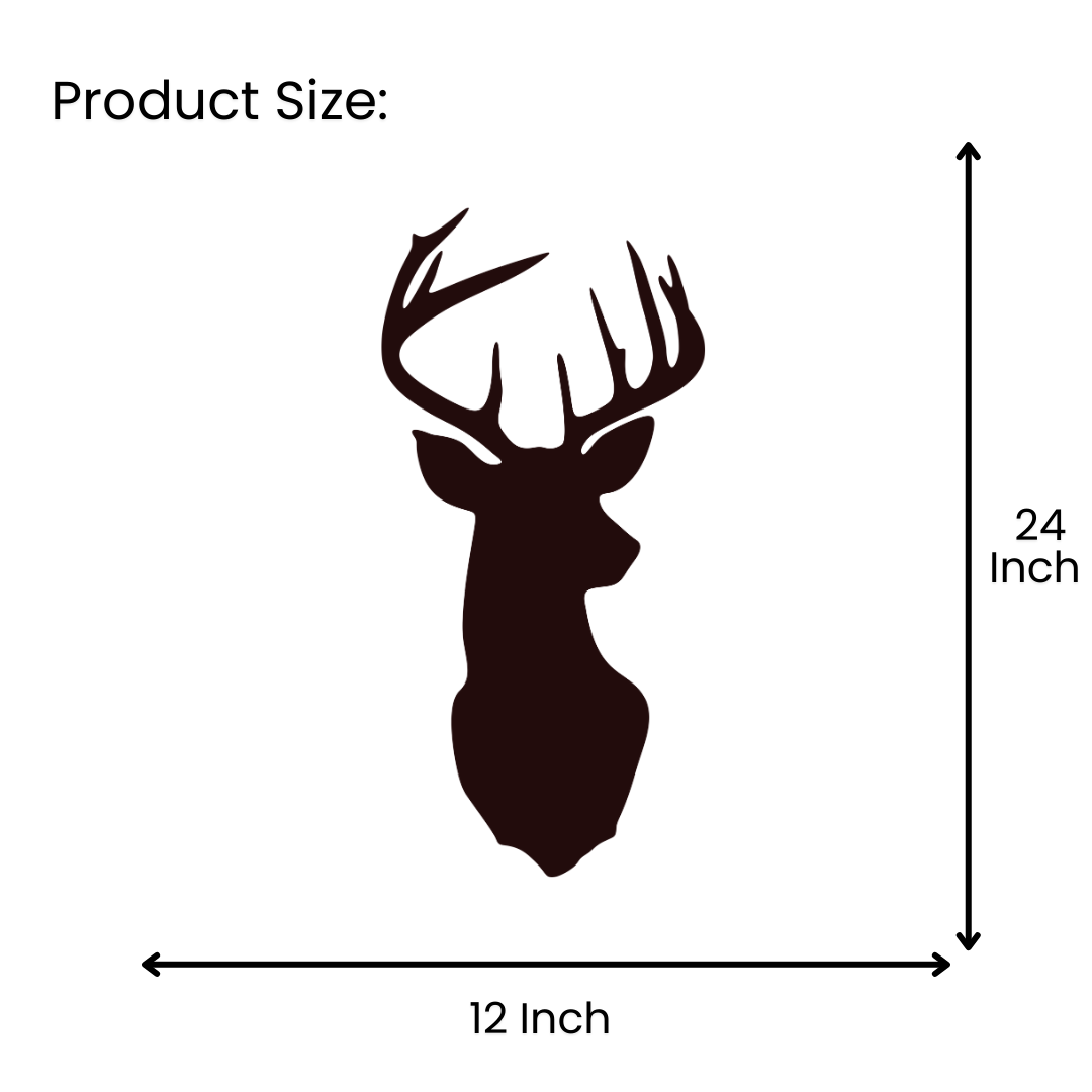 Artrooms Deer Metal Wall Art - Wall Decoration | Wall Hanging (12x24 inch) | Black Matte Finish