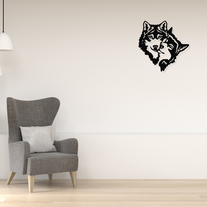 Artrooms Wolf Metal Wall Art - Wall Decoration | Wall Hanging (25x25 inch) | Black Matte Finish