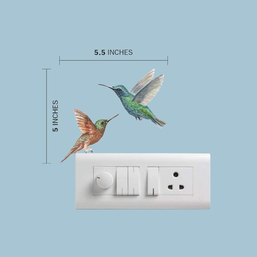 Hummingbird Wall Sticker – Pair of Birds Vinyl Wall Decal for Bedroom & Home Décor