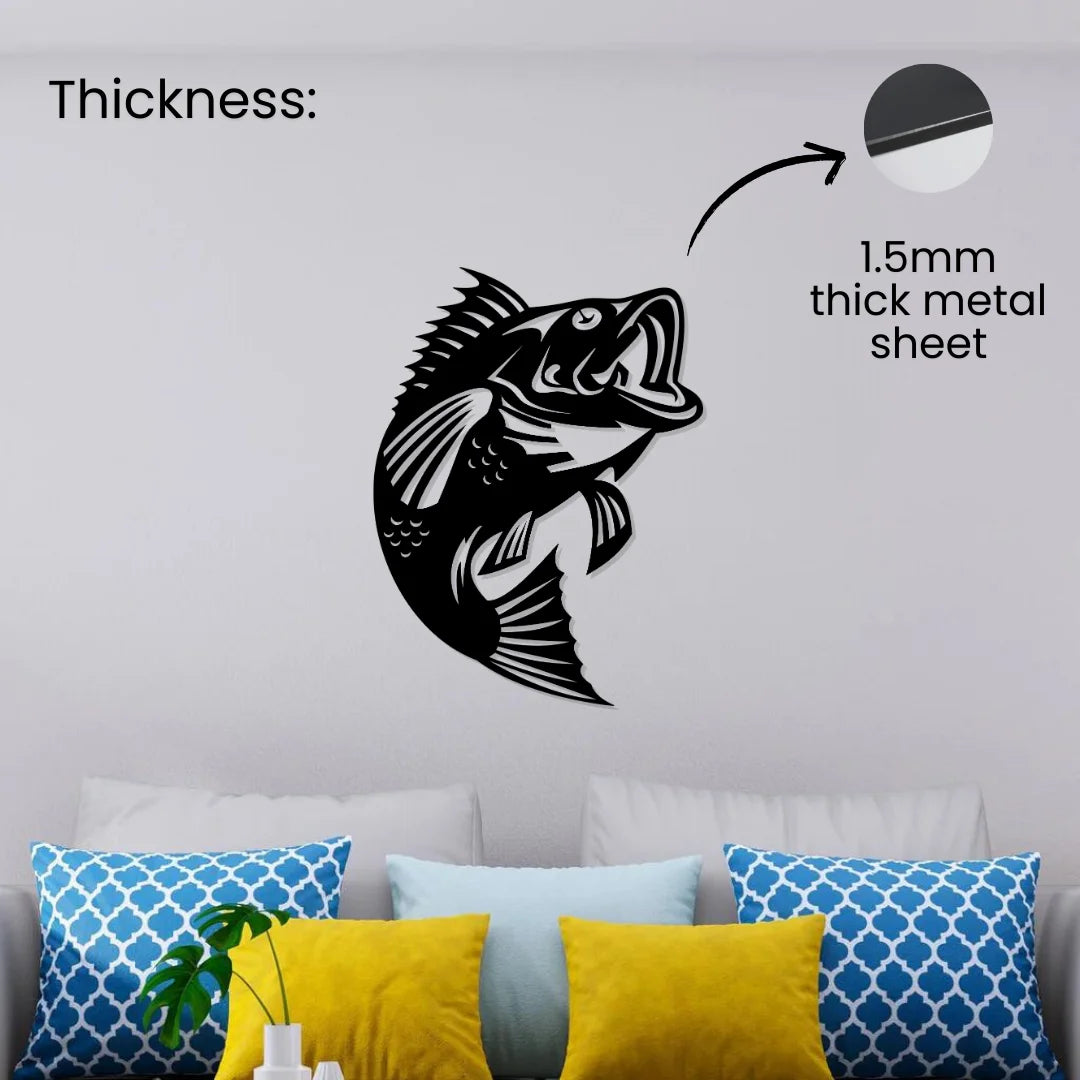 Artrooms Fish Metal Wall Art - Wall Decoration | Wall Hanging ( 18x24 inch) | Black Matte Finish