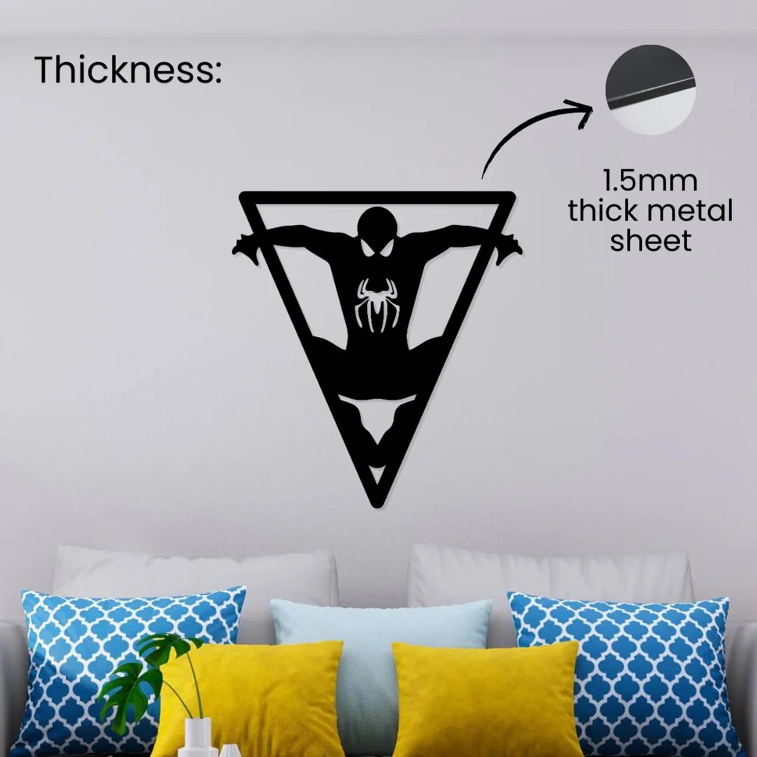 Artrooms Spiderman Metal Wall Art - Wall Decoration | Wall Hanging (22x24 inch) | Black Matte Finish