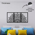 Artrooms Floral Metal Wall Art - Wall Decoration | Wall Hanging (36x18 inch) | Black Matte Finish