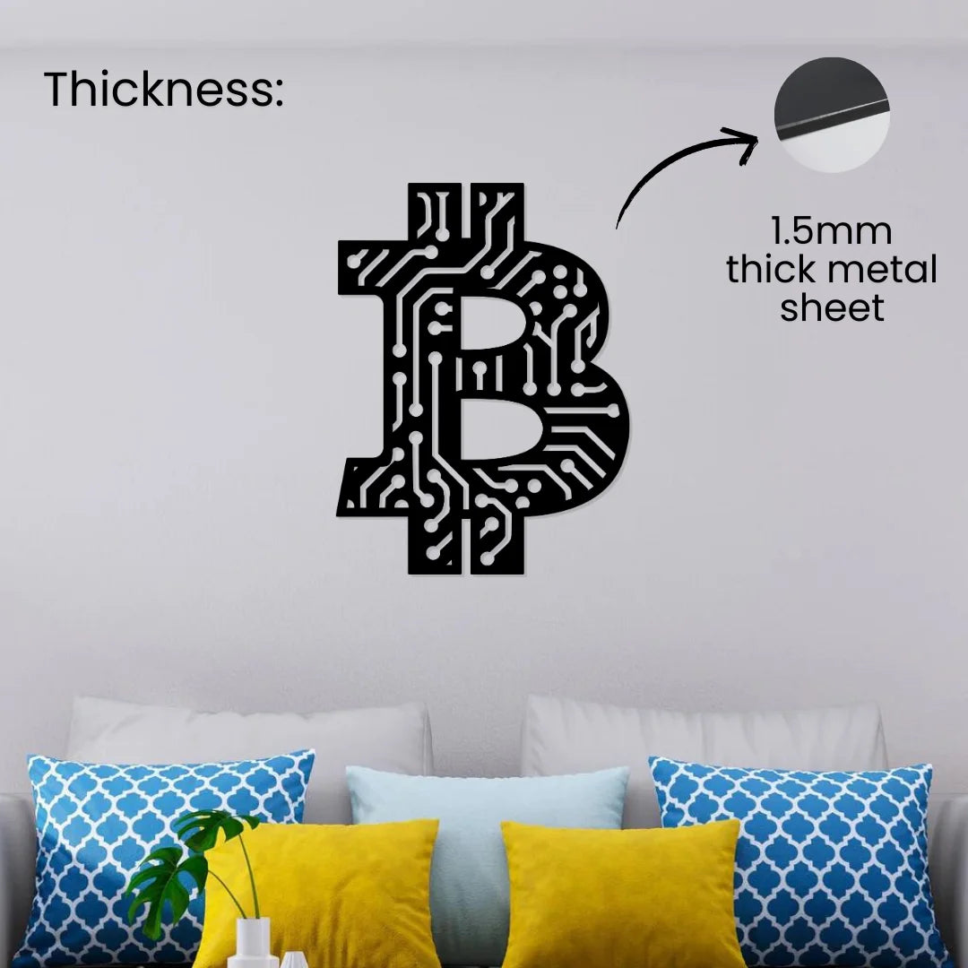 Artrooms Bitcoin Metal Wall Art - Wall Decoration | Wall Hanging (18x24 inch) | Black Matte Finish