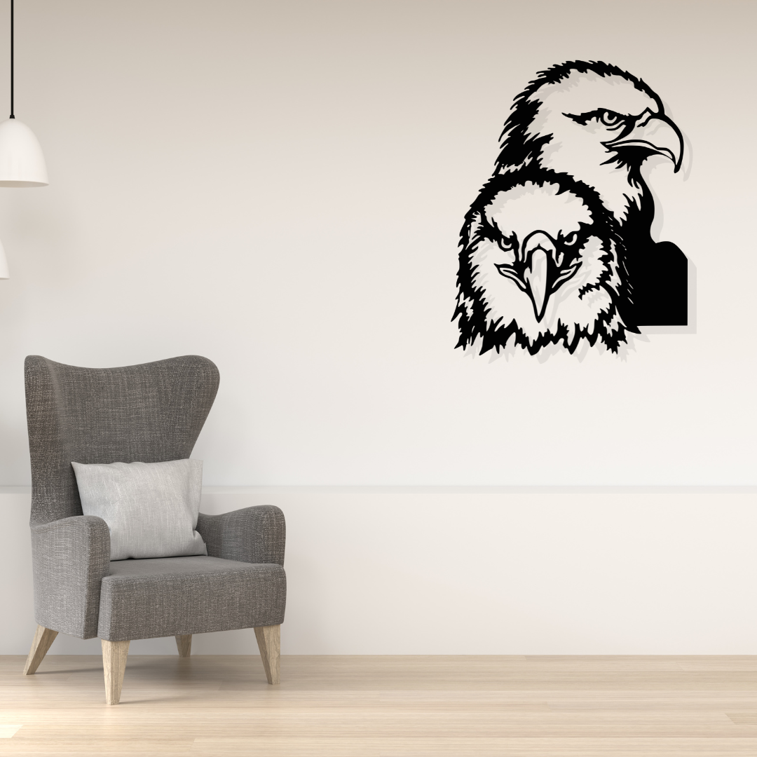 Artrooms Eagles Metal Wall Art - Wall Decoration | Wall Hanging (20x25 inch) | Black Matte Finish