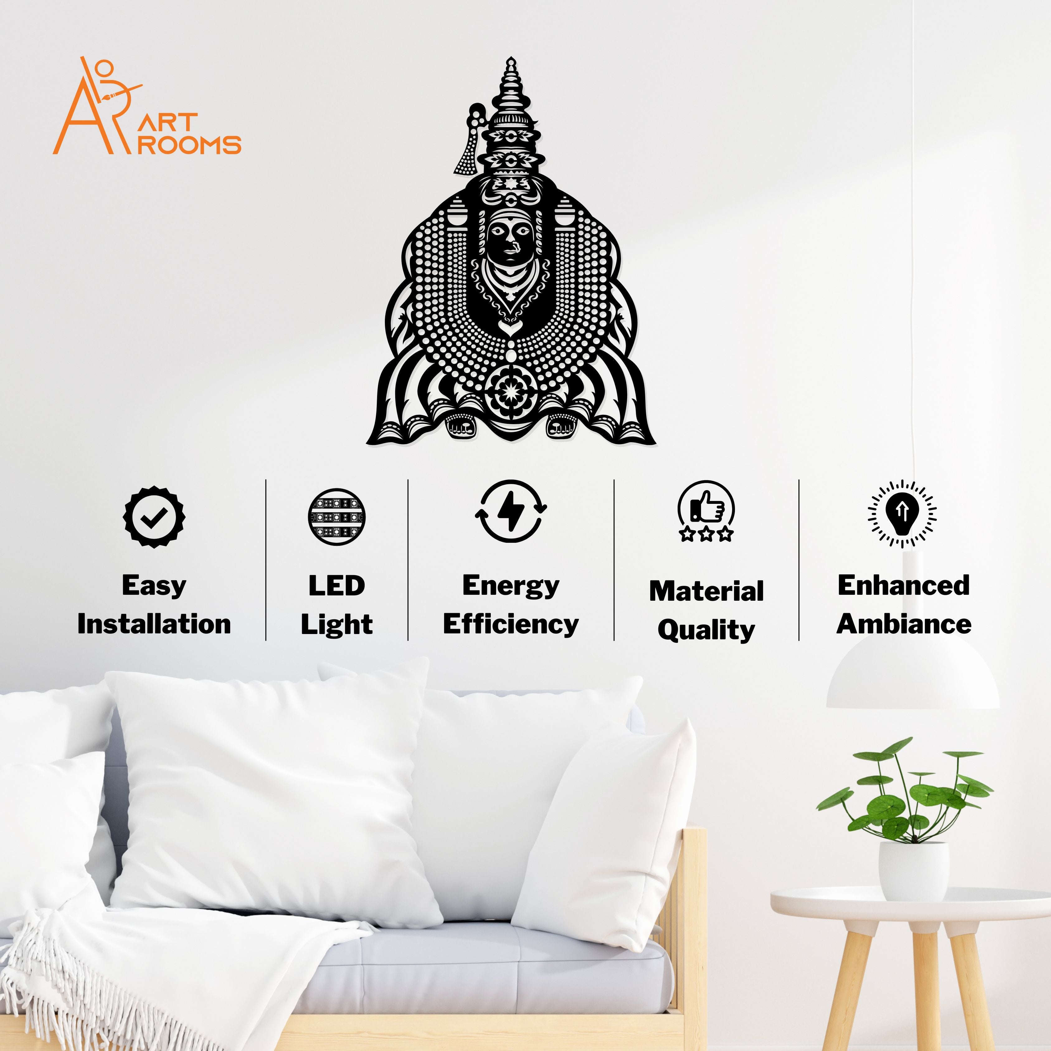 Tulja Bhavani Metal Wall Art With Light instructions