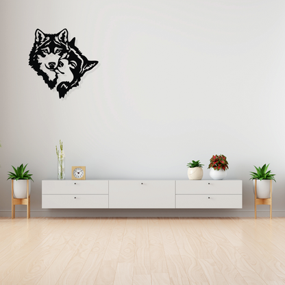 Artrooms Wolf Metal Wall Art - Wall Decoration | Wall Hanging (25x25 inch) | Black Matte Finish