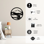 Artrooms Bear Mountains Metal Wall Art - Wall Decoration | Wall Hanging (12x12 inch) | Black Matte Finish