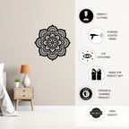 Artrooms Beautiful Mandala Metal Wall Art - Wall Decoration | Wall Hanging | Black Matte Finish