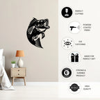 Artrooms Fish Metal Wall Art - Wall Decoration | Wall Hanging ( 18x24 inch) | Black Matte Finish
