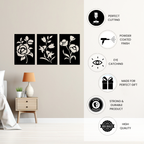 Artrooms Flower Metal Wall Art - Wall Decoration | Wall Hanging (30x15 inch) | Black Matte Finish