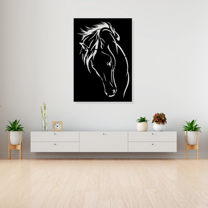 Artrooms Horse Metal Wall Art - Wall Decoration | Wall Hanging (17x25 inch) | Black Matte Finish