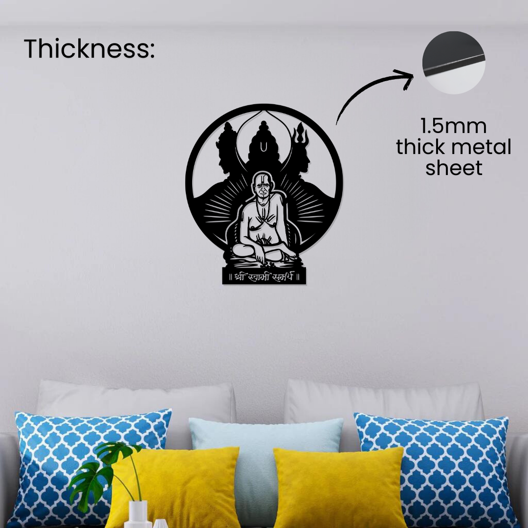 Swami Samarth and Dattatreya Metal Wall Art - Wall Decoration | Wall Hanging | Black Matte Finish