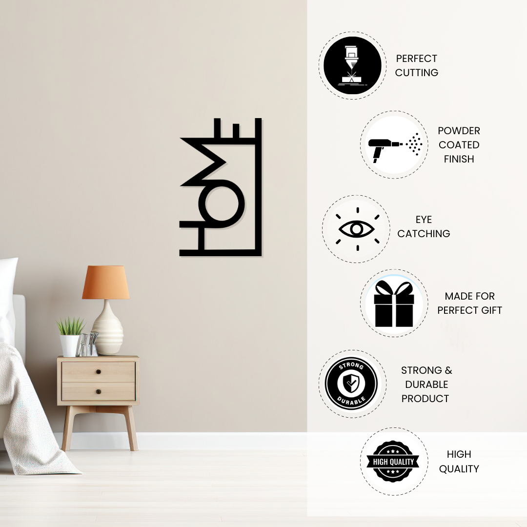 Artrooms Home Metal Wall Art - Wall Decoration | Wall Hanging (14x24 inch) | Black Matte Finish