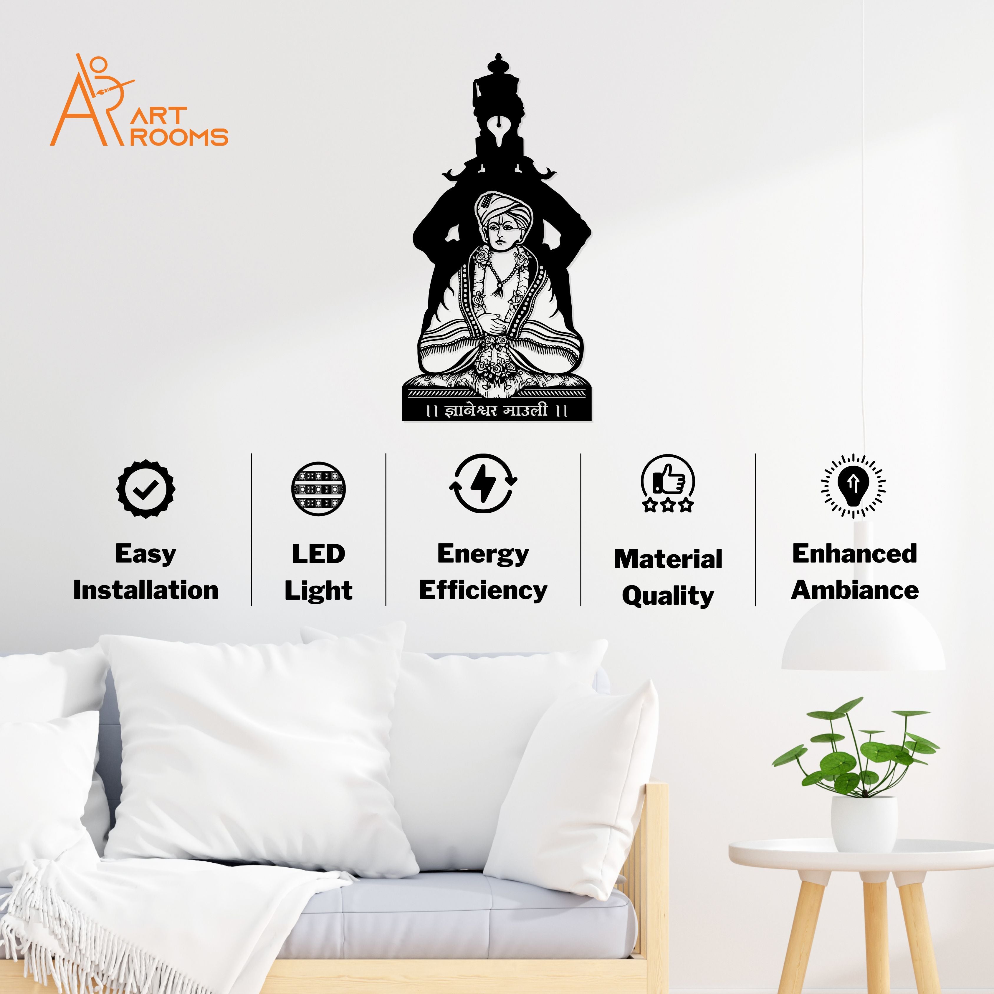 Vitthal and Dnyaneshwar Metal Wall Art With Light information