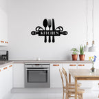 Artrooms kitchen Metal Wall Art - Wall Decoration | Wall Hanging (25x16 inch) | Black Matte Finish