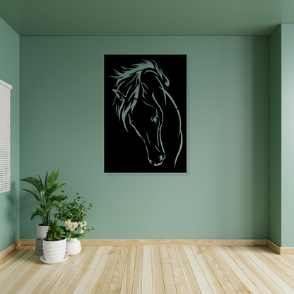 Artrooms Horse Metal Wall Art - Wall Decoration | Wall Hanging (17x25 inch) | Black Matte Finish