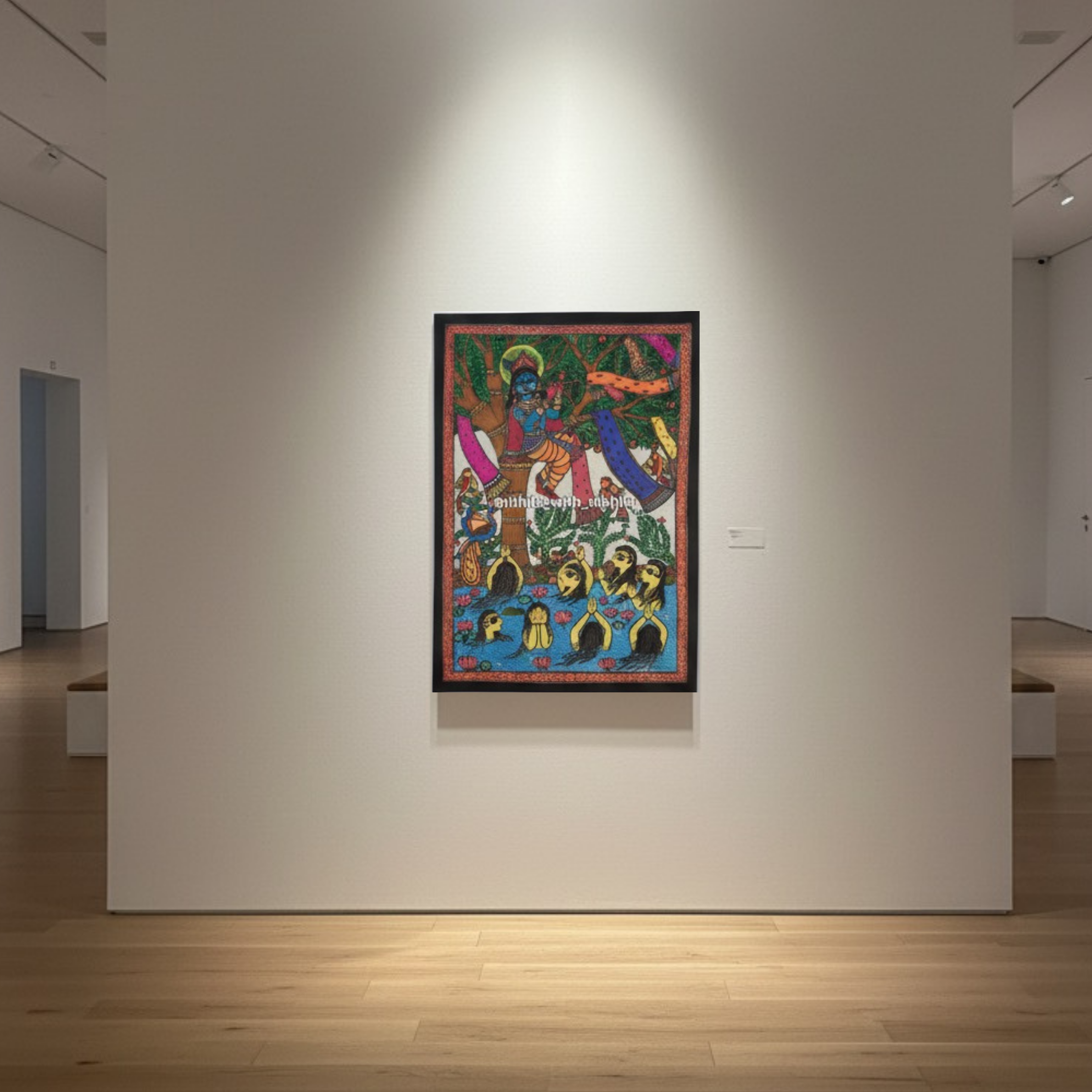 Madhubani Krishna Leela (Gopika Cheerharan) by Nikhila Gokhale