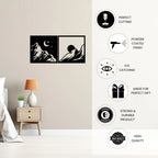 Artrooms Sun And Moon Metal Wall Art - Wall Decoration | Wall Hanging (12x24 inch) | Black Matte Finish