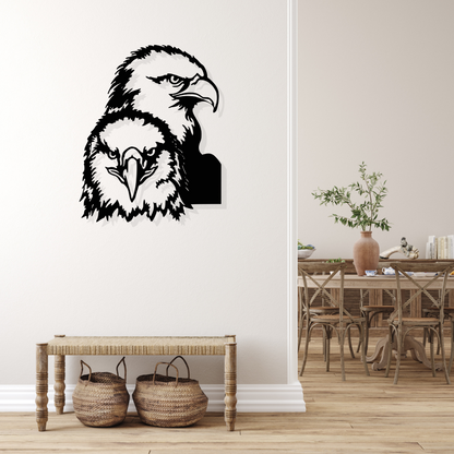 Artrooms Eagles Metal Wall Art - Wall Decoration | Wall Hanging (20x25 inch) | Black Matte Finish